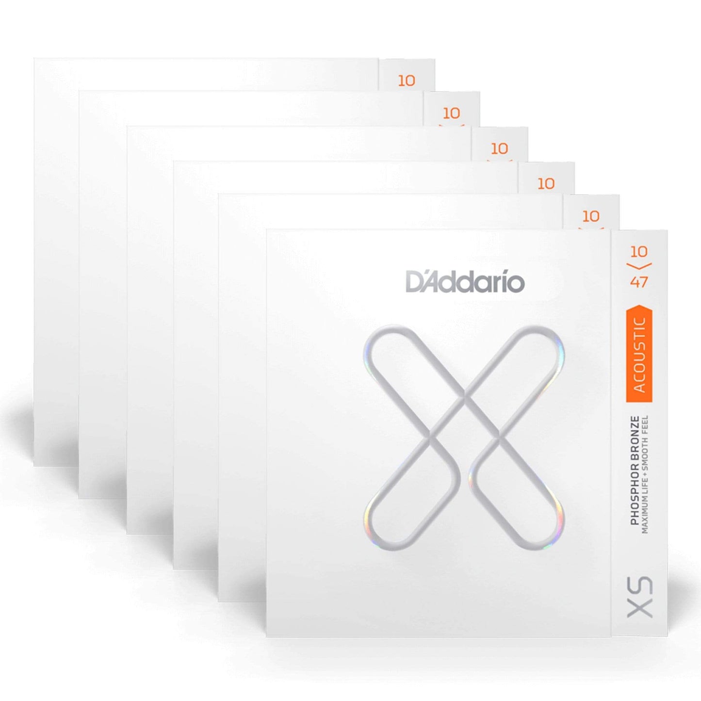 D'Addario XS Coated Acoustic Phosphor Bronze Extra Light 10-47 6 Pack Bundle Accessories / Strings / Guitar Strings