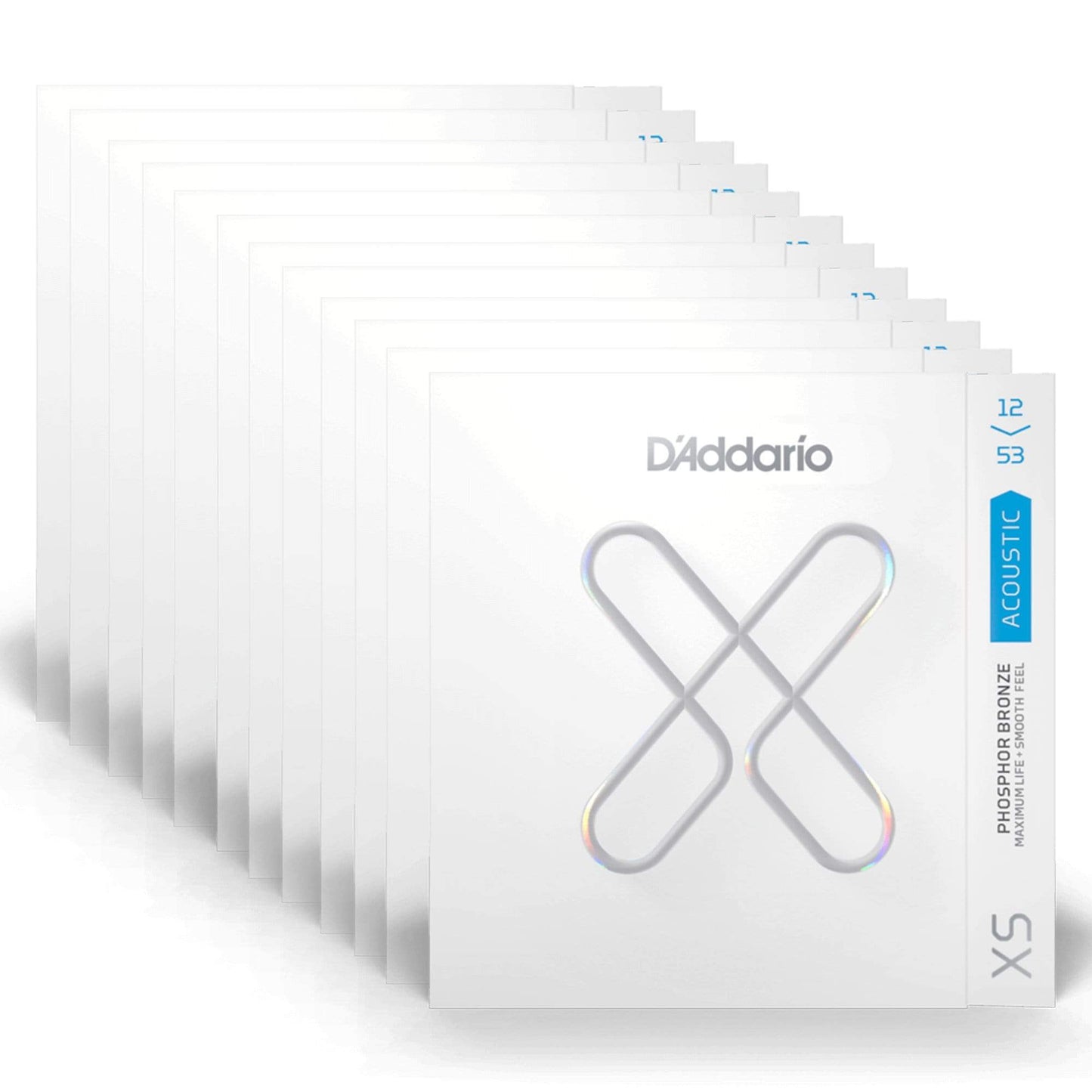 D'Addario XS Coated Acoustic Phosphor Bronze Light 12-53 12 Pack Bundle Accessories / Strings / Guitar Strings