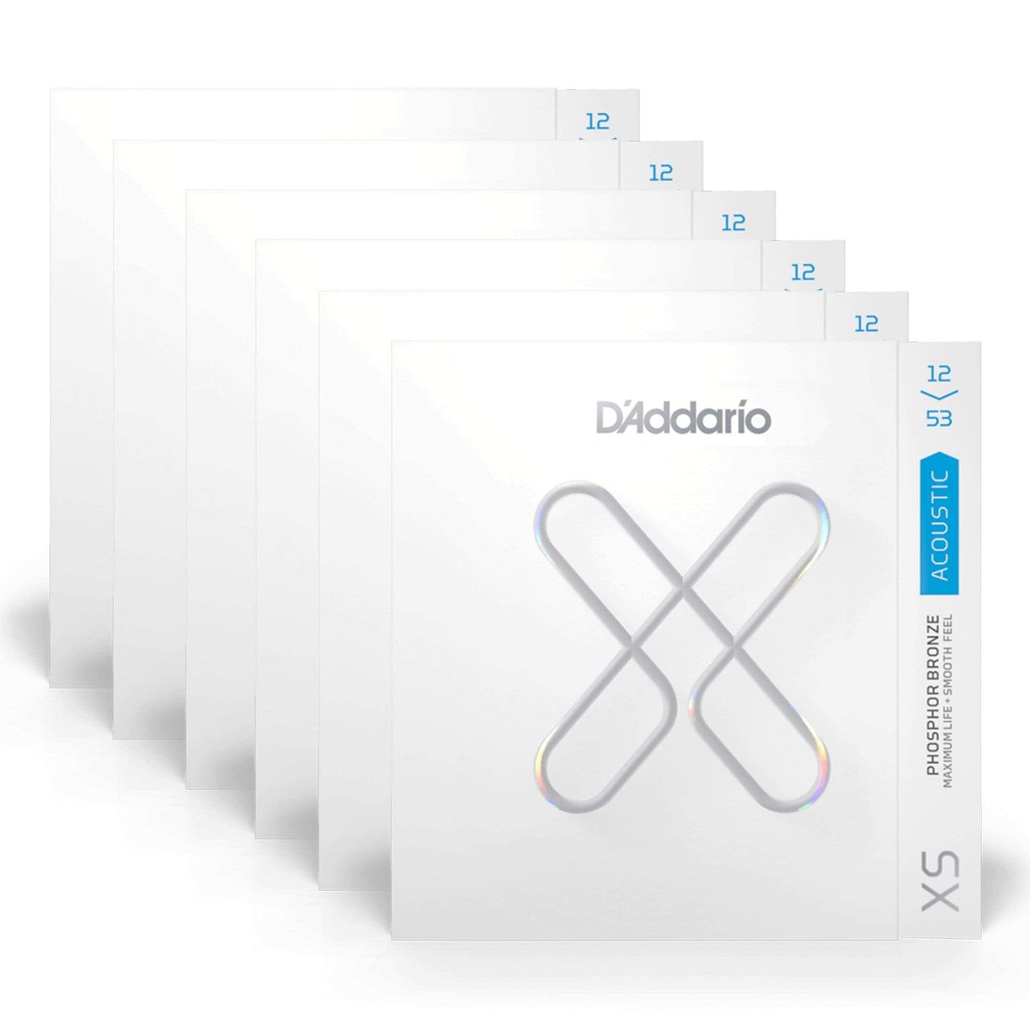 D'Addario XS Coated Acoustic Phosphor Bronze Light 12-53 6 Pack Bundle Accessories / Strings / Guitar Strings