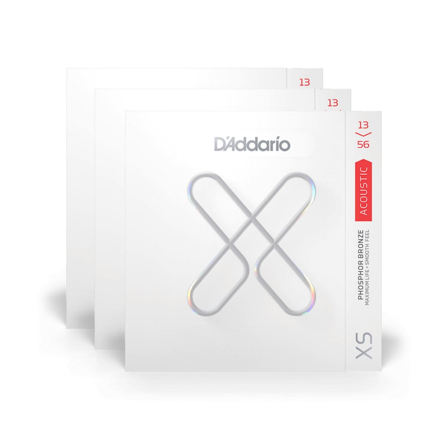 D'Addario XS Coated Acoustic Phosphor Bronze Medium 13-56 3 Pack Bundle Accessories / Strings / Guitar Strings