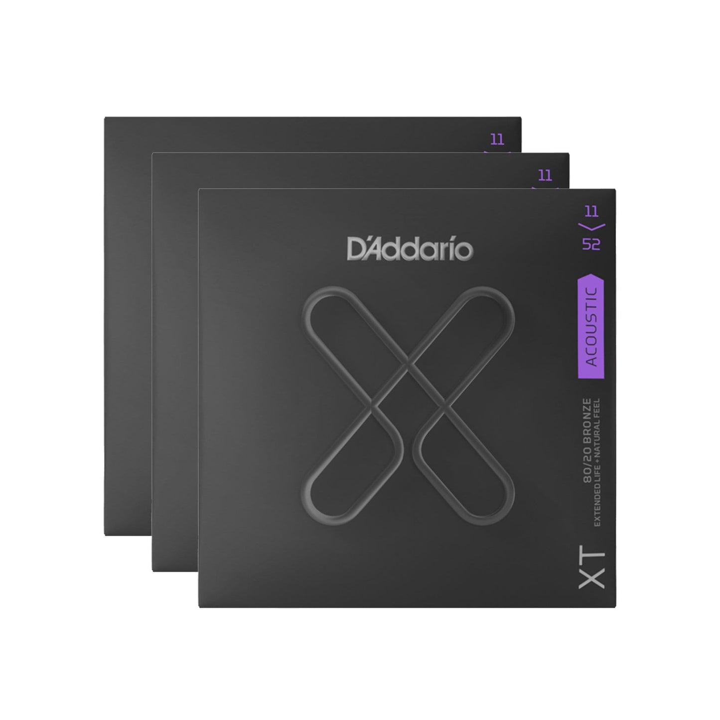 D'Addario XT 80/20 Bronze Acoustic Guitar Strings Custom Light 11-52 3 Pack Bundle Accessories / Strings / Guitar Strings