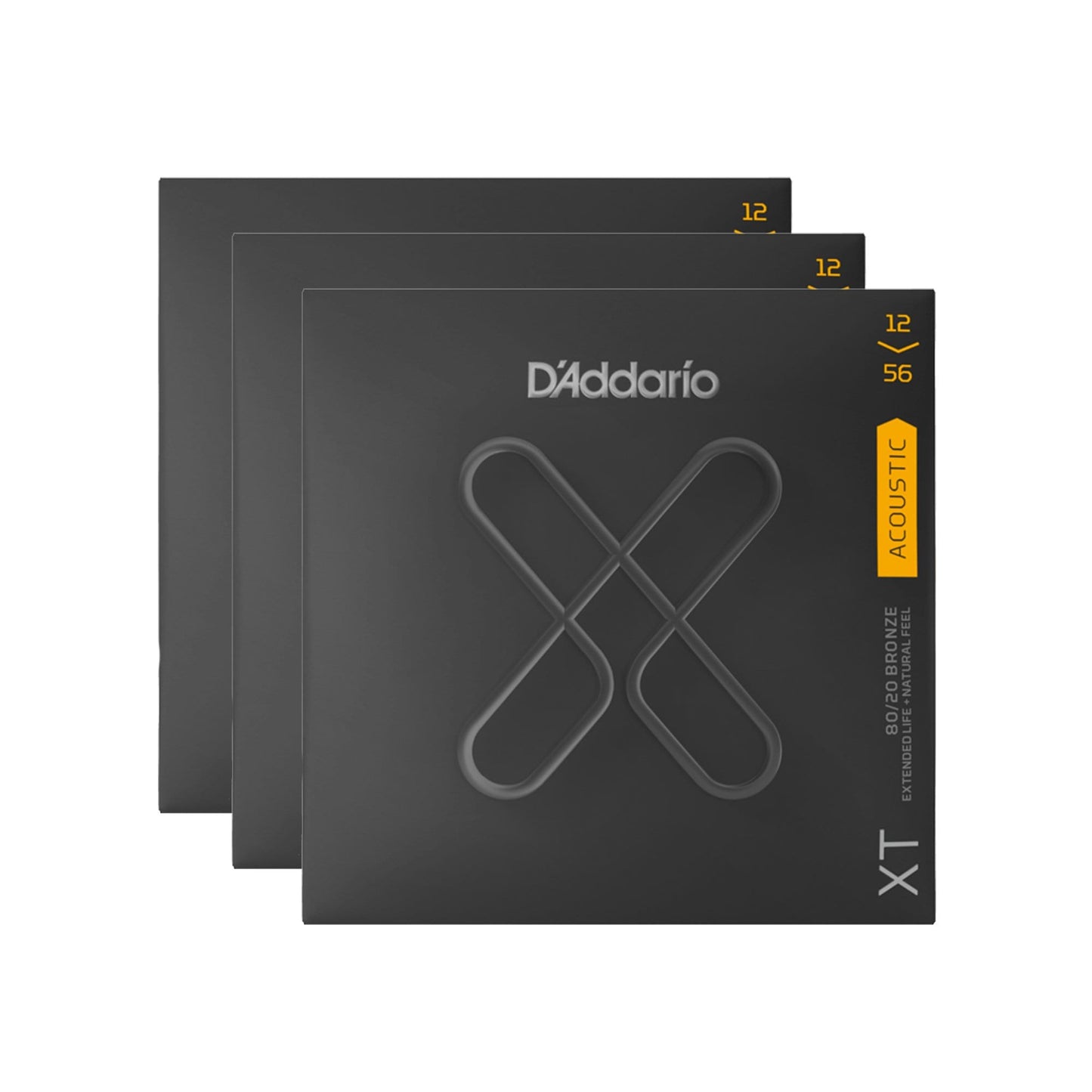 D'Addario XT 80/20 Bronze Acoustic Guitar Strings Light Top/Medium Bottom 12-56 3 Pack Bundle Accessories / Strings / Guitar Strings