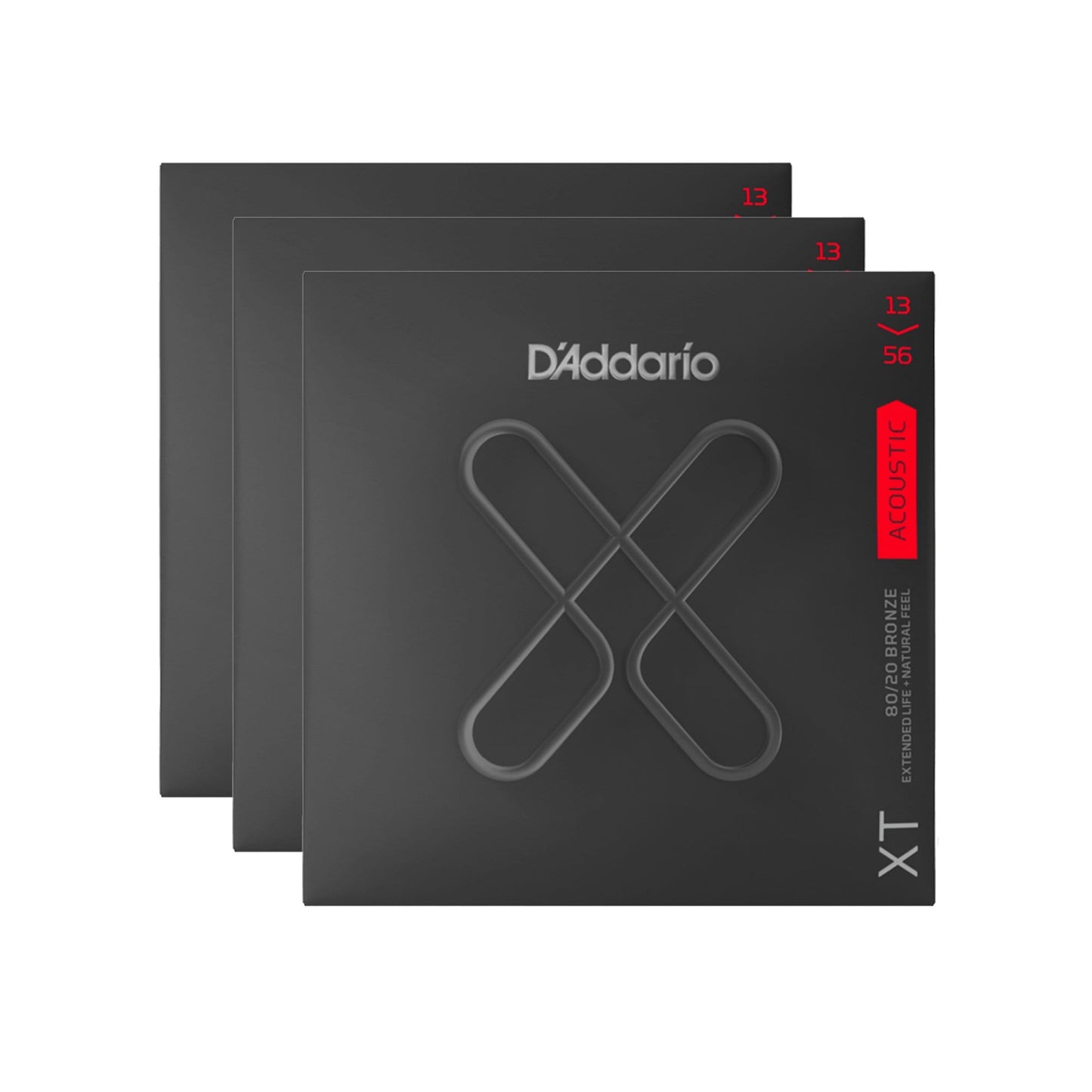 D'Addario XT 80/20 Bronze Acoustic Guitar Strings Medium 13-56 3 Pack Bundle Accessories / Strings / Guitar Strings