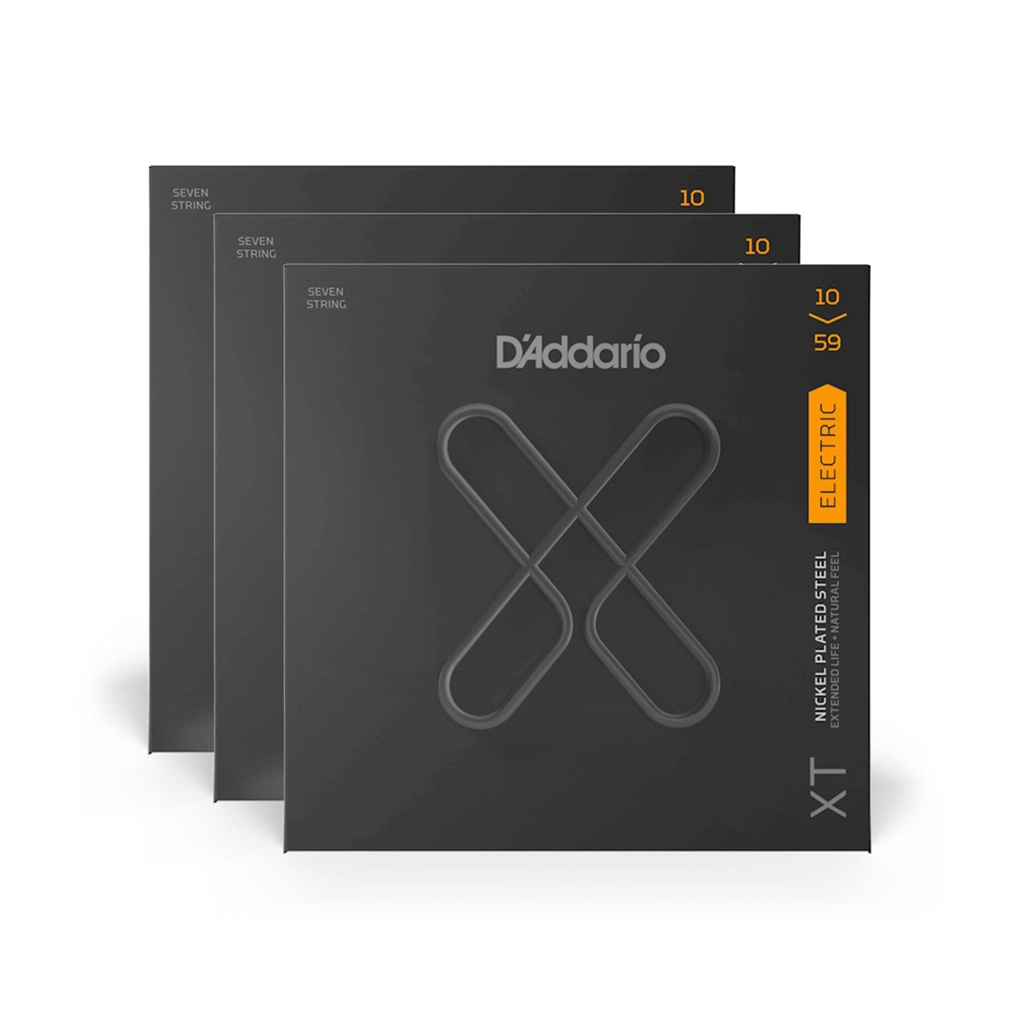 D'addario XT Nickel Plated Steel Electric Guitar Strings 7-String Regular Light 10-59 3 Pack Bundle Accessories / Strings / Guitar Strings