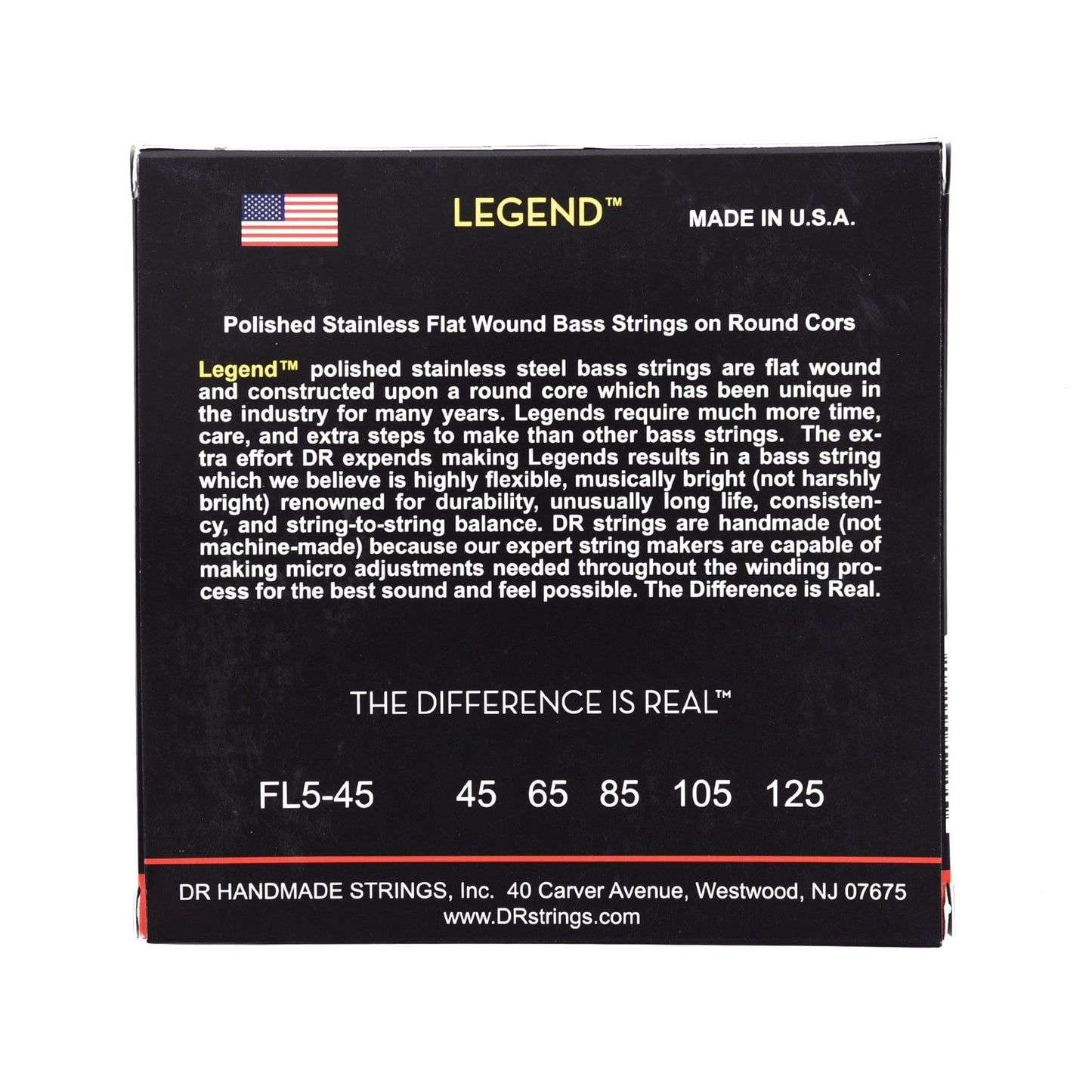 DR Strings FL5-45 Legend Flatwound Bass Strings Medium 5-String 45-125 Accessories / Strings / Bass Strings