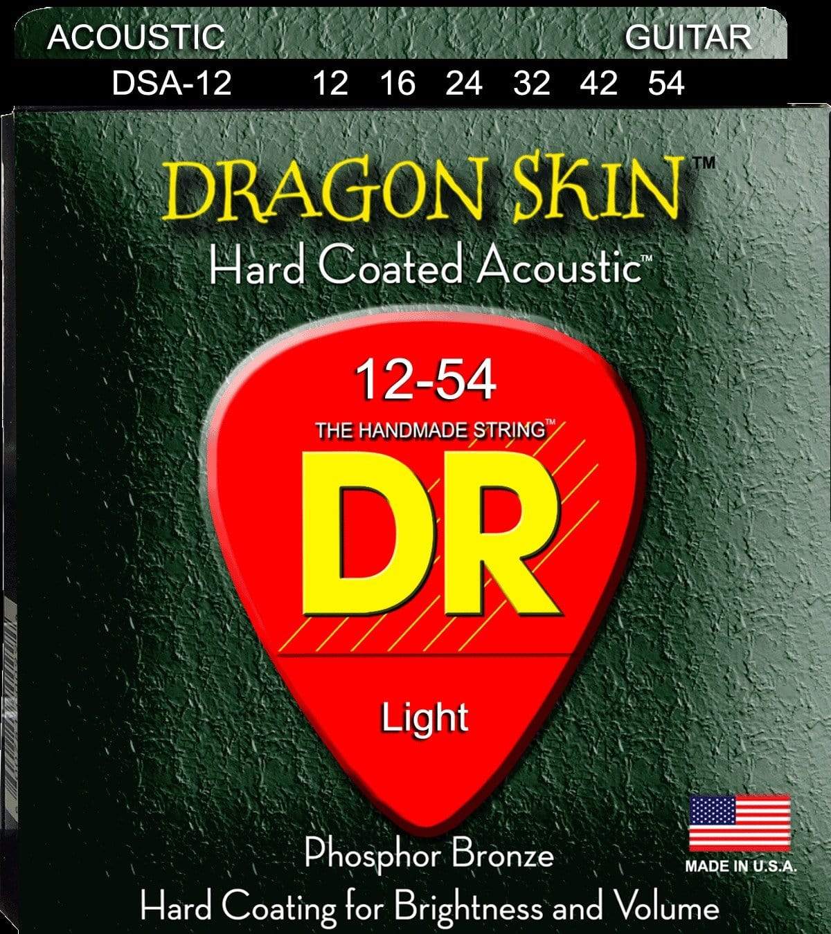 DR Strings Dragonskin Coated Medium Phosphor Bronze Acoustic Strings 12-54 Accessories / Strings / Guitar Strings