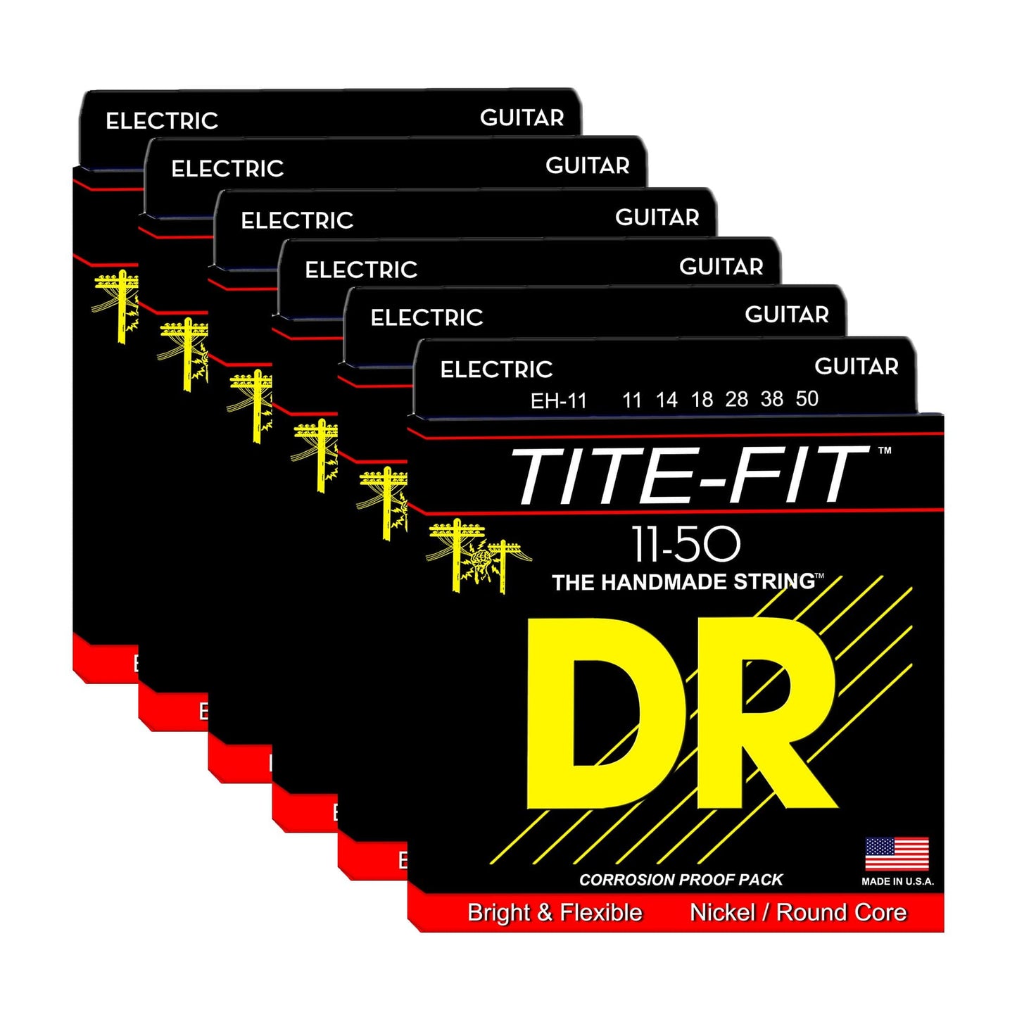 DR Strings EH-11 Tite Fit Electric 11-50 6 Pack Bundle Accessories / Strings / Guitar Strings