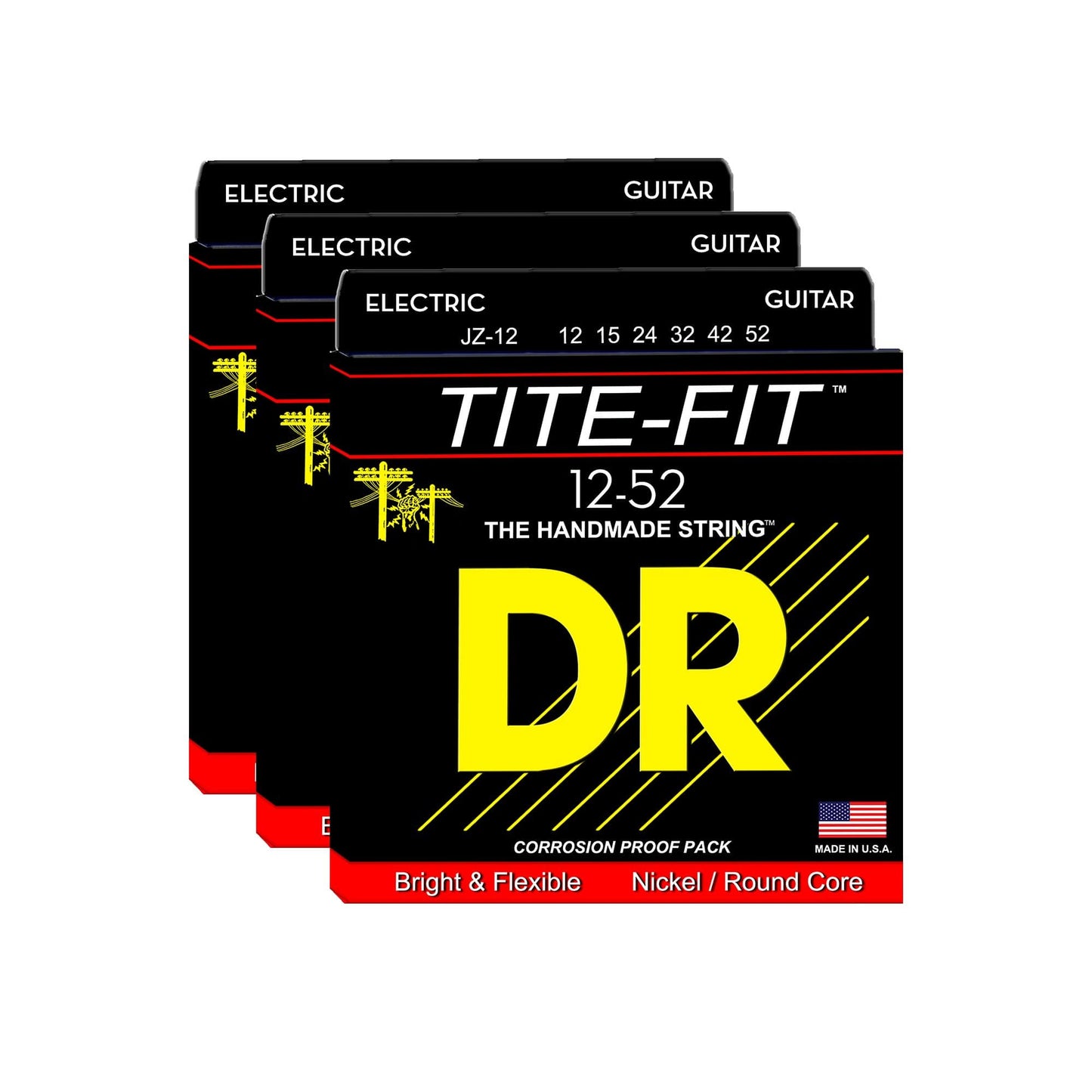 DR Strings JZ-12 Tite Fit Electric 12-52 3 Pack Bundle Accessories / Strings / Guitar Strings