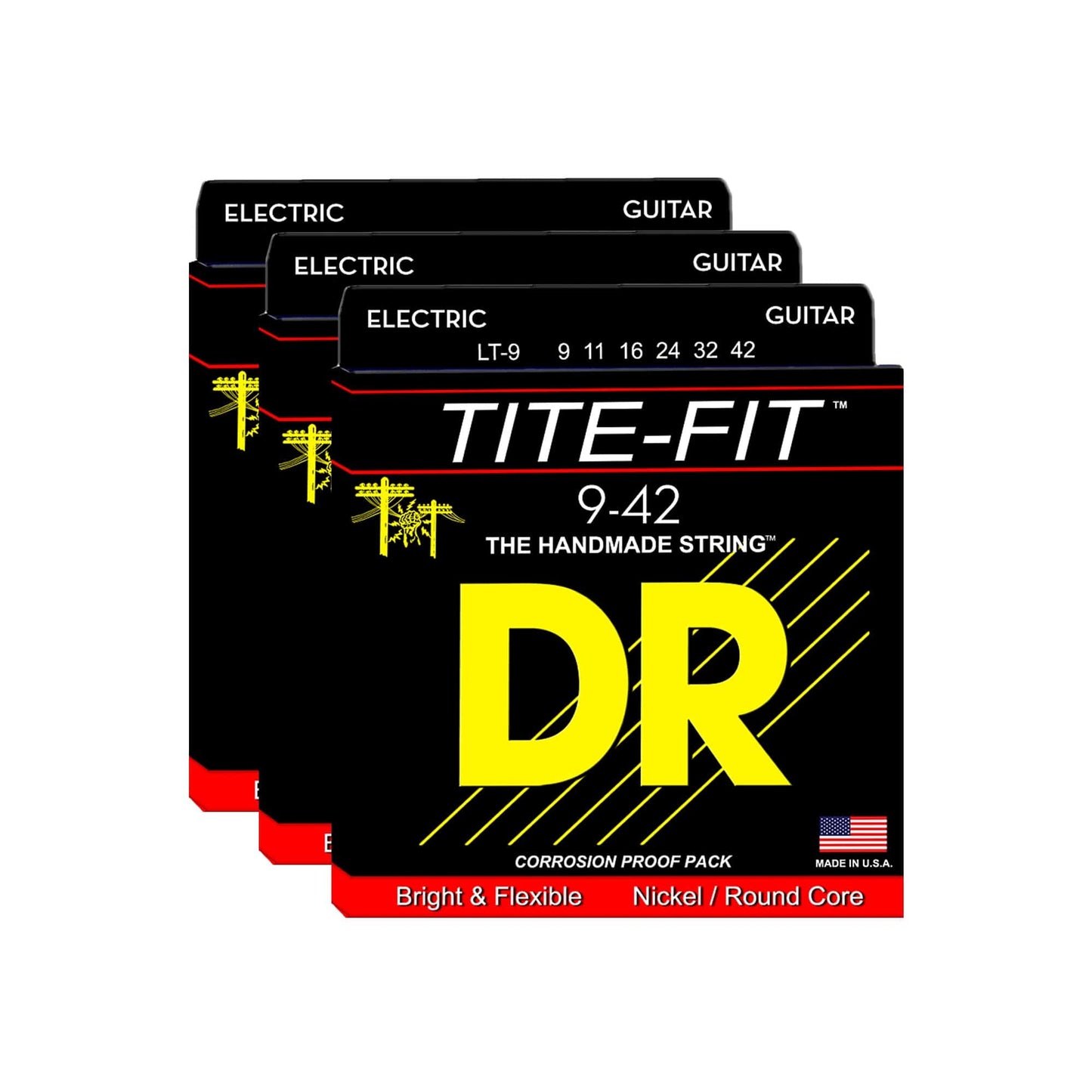 DR Strings LT-9 Tite Fit Electric 9-42 3 Pack Bundle Accessories / Strings / Guitar Strings