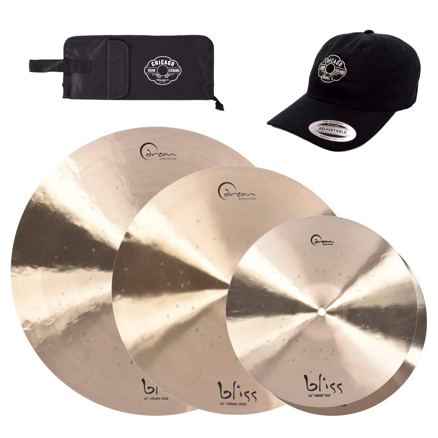 Dream 14/18/22" Dream Bliss Cymbal Set w/CDE Logo Hat & Stick Bag Drums and Percussion / Cymbals / Crash