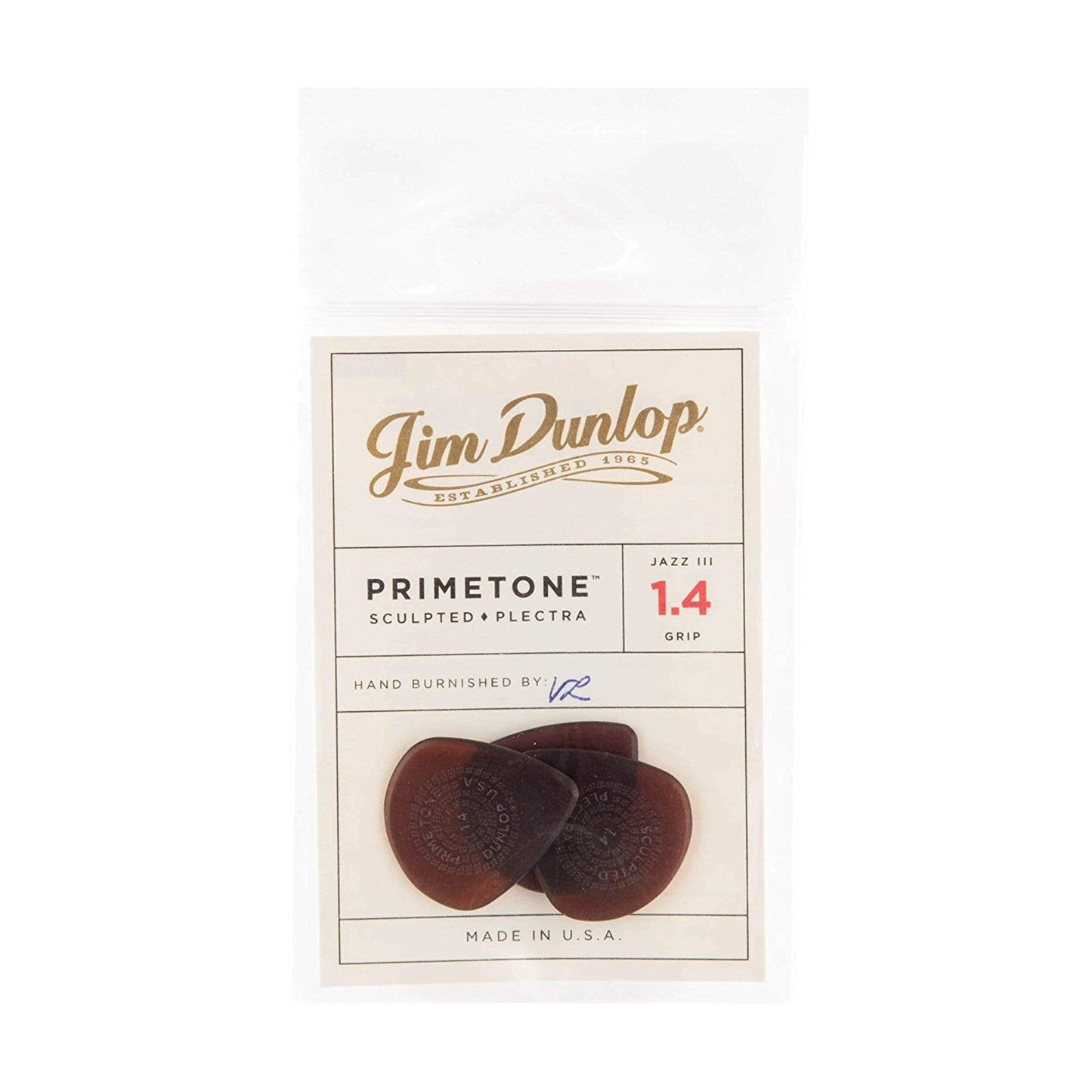 Dunlop 518P Primetone Jazz III Sculpted Plectra 1.40mm w/Grip 6 Pack (18) Bundle Accessories / Picks