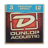 Dunlop Strings Acoustic Phosphor Bronze 12-54 Light  3-Pack Accessories / Strings / Guitar Strings