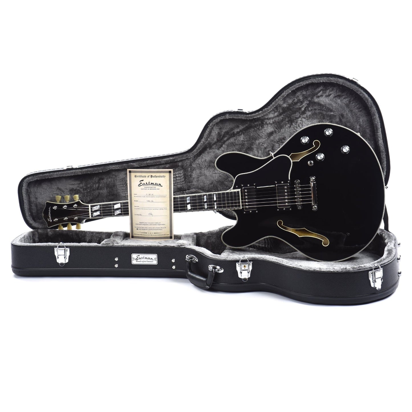 Eastman T486 Thinline Deluxe Black w/Seymour Duncan Humbuckers Electric Guitars / Semi-Hollow