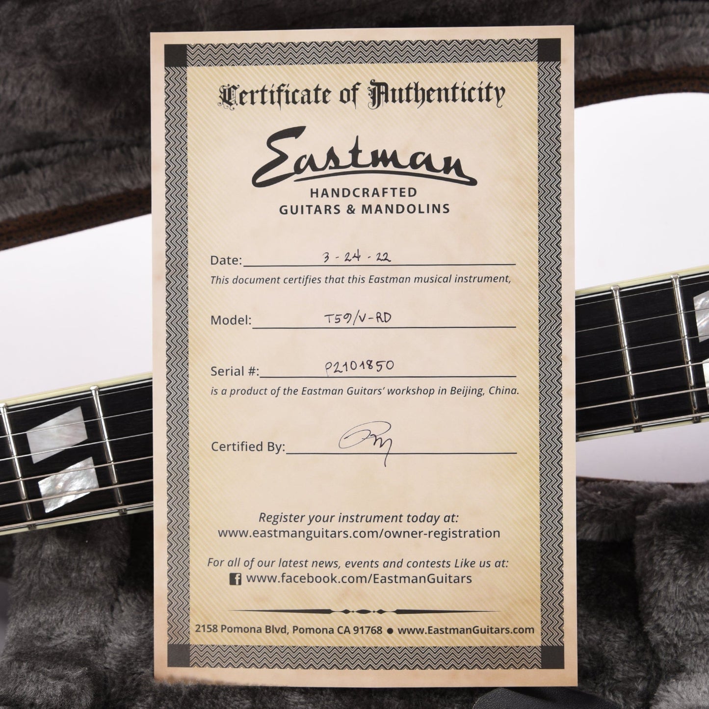 Eastman T59/v Classic Thinline Deluxe Antique Red w/Seymour Duncan Antiquity Humbuckers Electric Guitars / Semi-Hollow