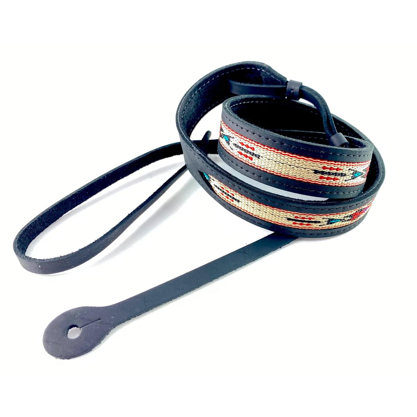 El Dorado 1" Kachina Model Mandolin Strap Inlaid "Horsehair" Hitched Webbing Black Accessories / Straps
