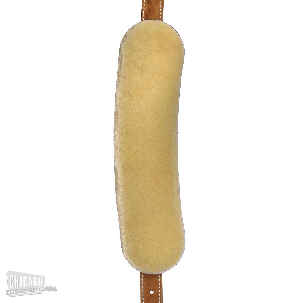 El Dorado Vintage Hand-Tooled Leather Guitar Strap - Tan Flower & Leaf Accessories / Straps