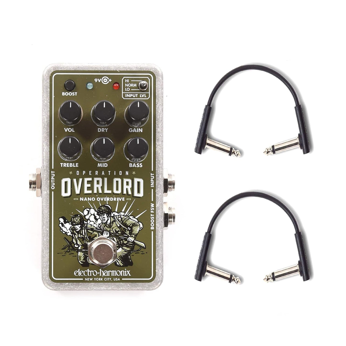 Electro-Harmonix Nano Operation Overlord Stereo Overdrive Distortion w/(2) RockBoard Flat Patch Cables Bundle Effects and Pedals / Overdrive and Boost