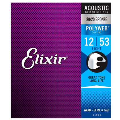 Elixir 11050 Acoustic 80/20 Poly Light 12-53 (12 Pack Bundle) Accessories / Strings / Guitar Strings