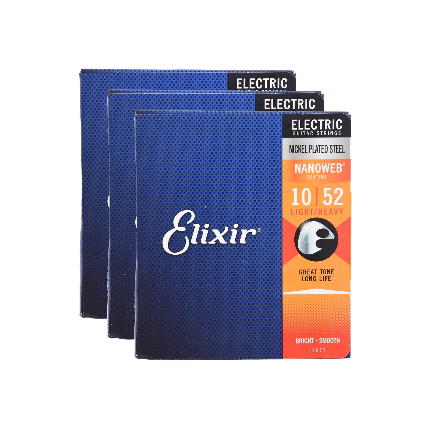 Elixir 12077 Electric Nanoweb Light-Heavy 10-52 3 Pack Bundle Accessories / Strings / Guitar Strings