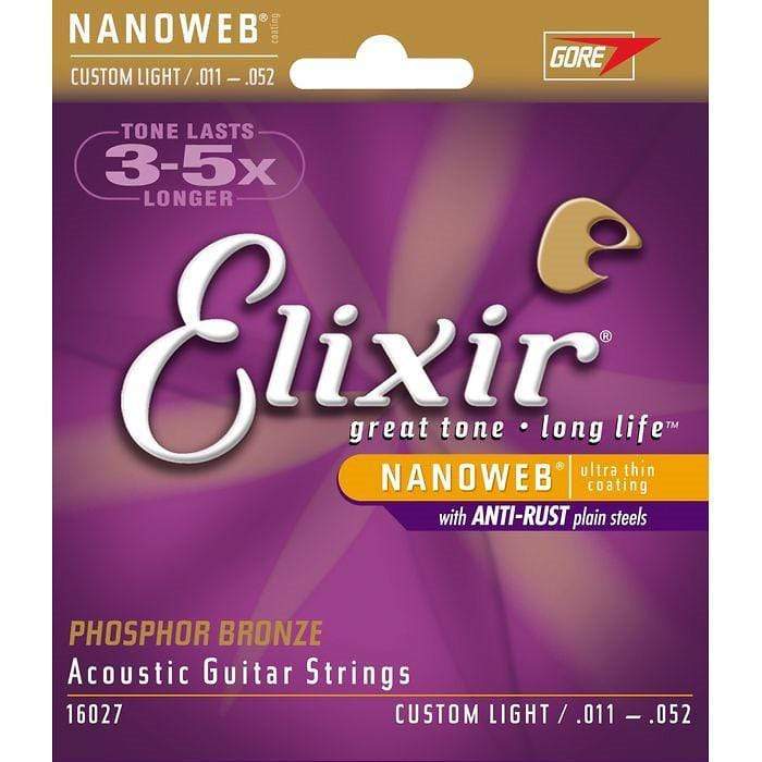 Elixir Custom Light Nanoweb Phosphor Bronze Acoustic Guitar Strings 11-52 Accessories / Strings / Guitar Strings