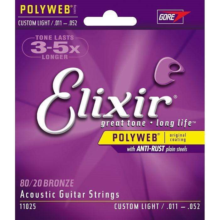 Elixir Custom Light Polyweb Acoustic Guitar Strings 11-52 Accessories / Strings / Guitar Strings