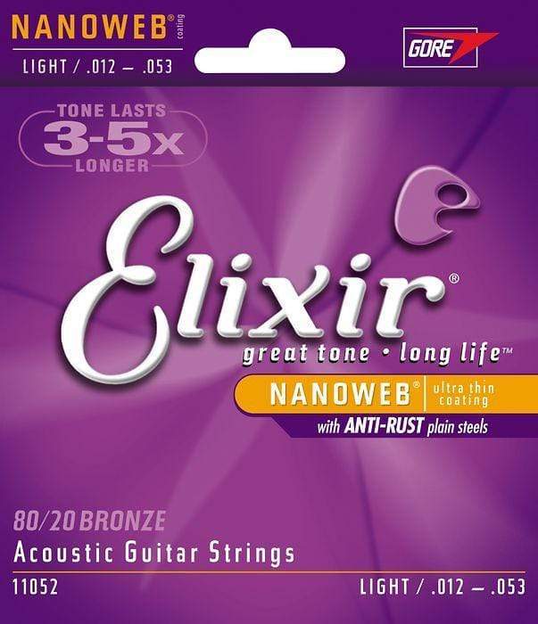 Elixir Light Nanoweb Acoustic Guitar Strings 12-53 Accessories / Strings / Guitar Strings