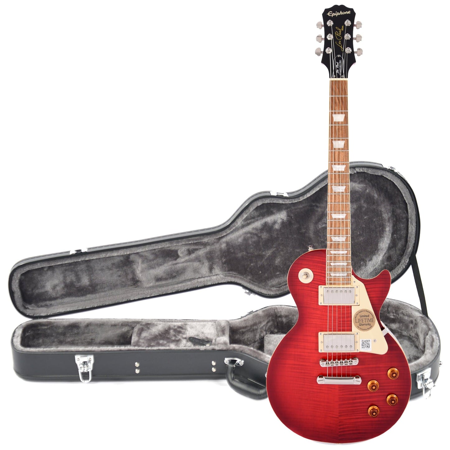 Epiphone LP Standard Plus-Top Pro Blood Orange w/ProBuckers & Coil-Tap and Epiphone Hardshell Case Bundle Electric Guitars / Solid Body