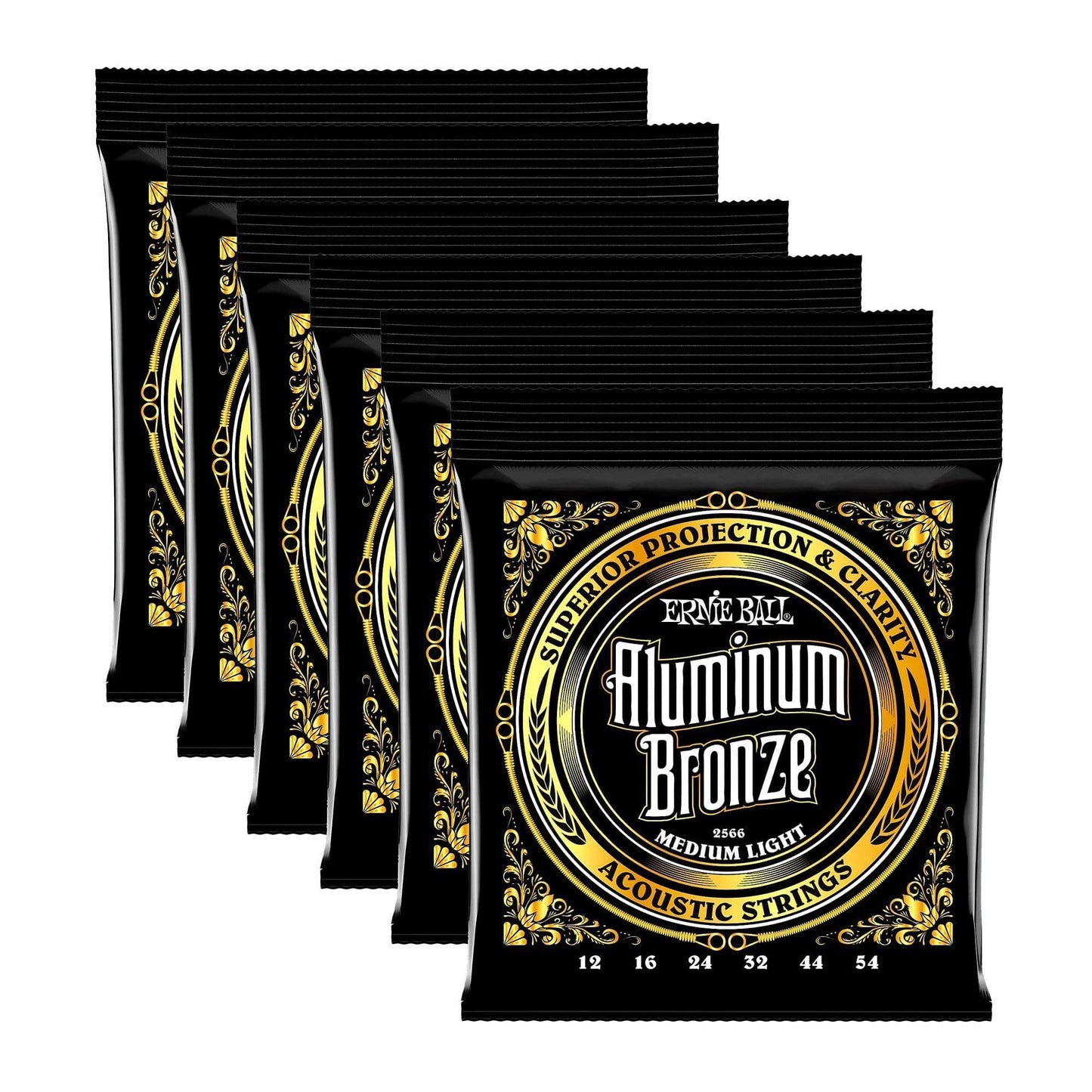 Ernie Ball 2566 Aluminum Bronze Medium Light 12-54 6 Pack Bundle Accessories / Strings / Guitar Strings