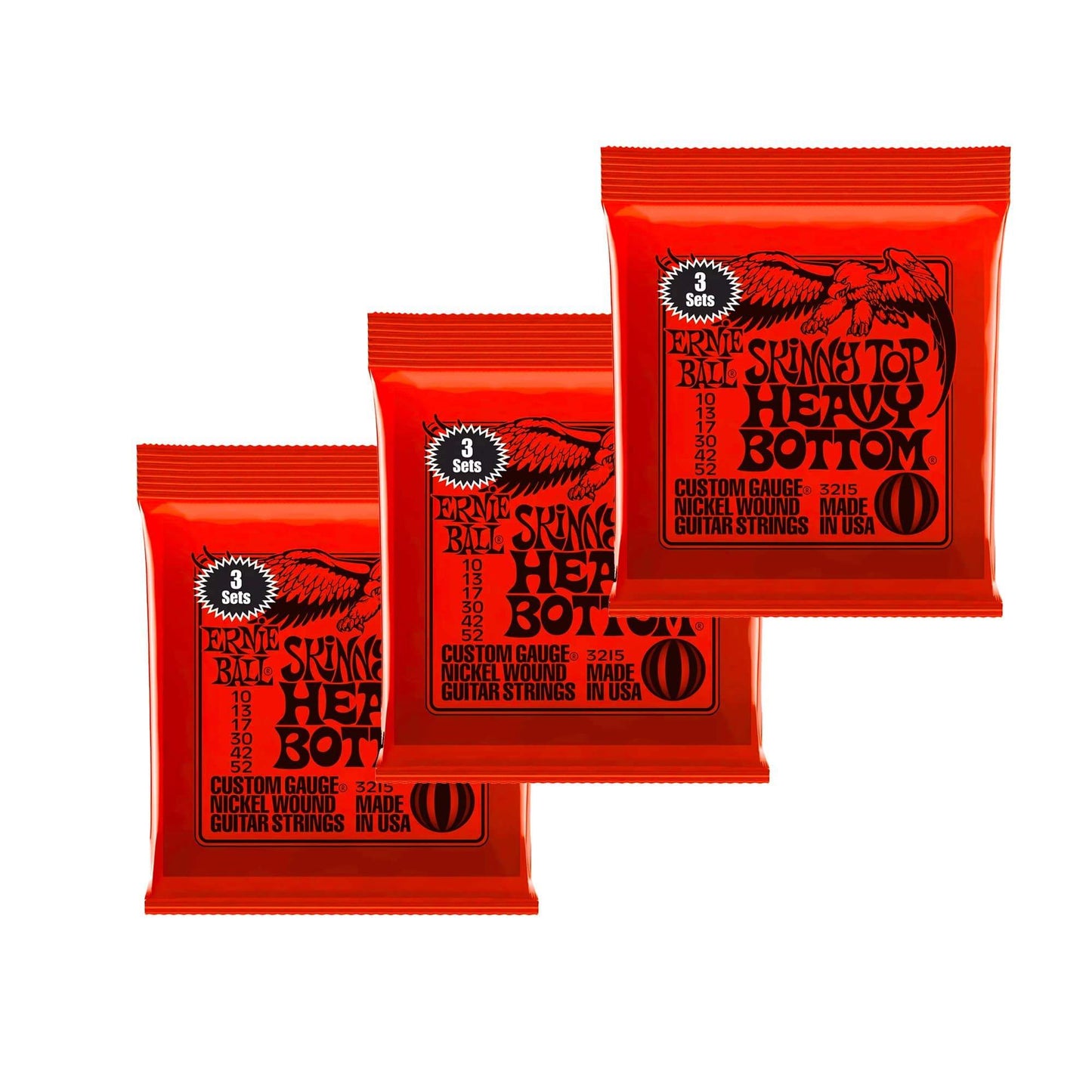 Ernie Ball 3215 Skinny Top Heavy Bottom Nickel Wound Strings 10-52 3-Pack 3 Pack Bundle Accessories / Strings / Guitar Strings