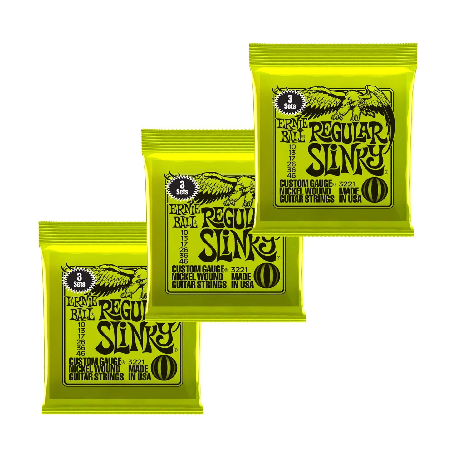 Ernie Ball 3221 Regular Slinky Nickel Wound Strings 10-46 9 Pack Bundle Accessories / Strings / Guitar Strings