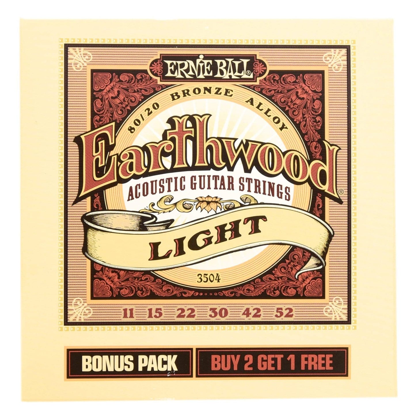 Ernie Ball Earthwood 80/20 Bronze Light 11-52 Acoustic Bonus Pack Accessories / Strings / Guitar Strings