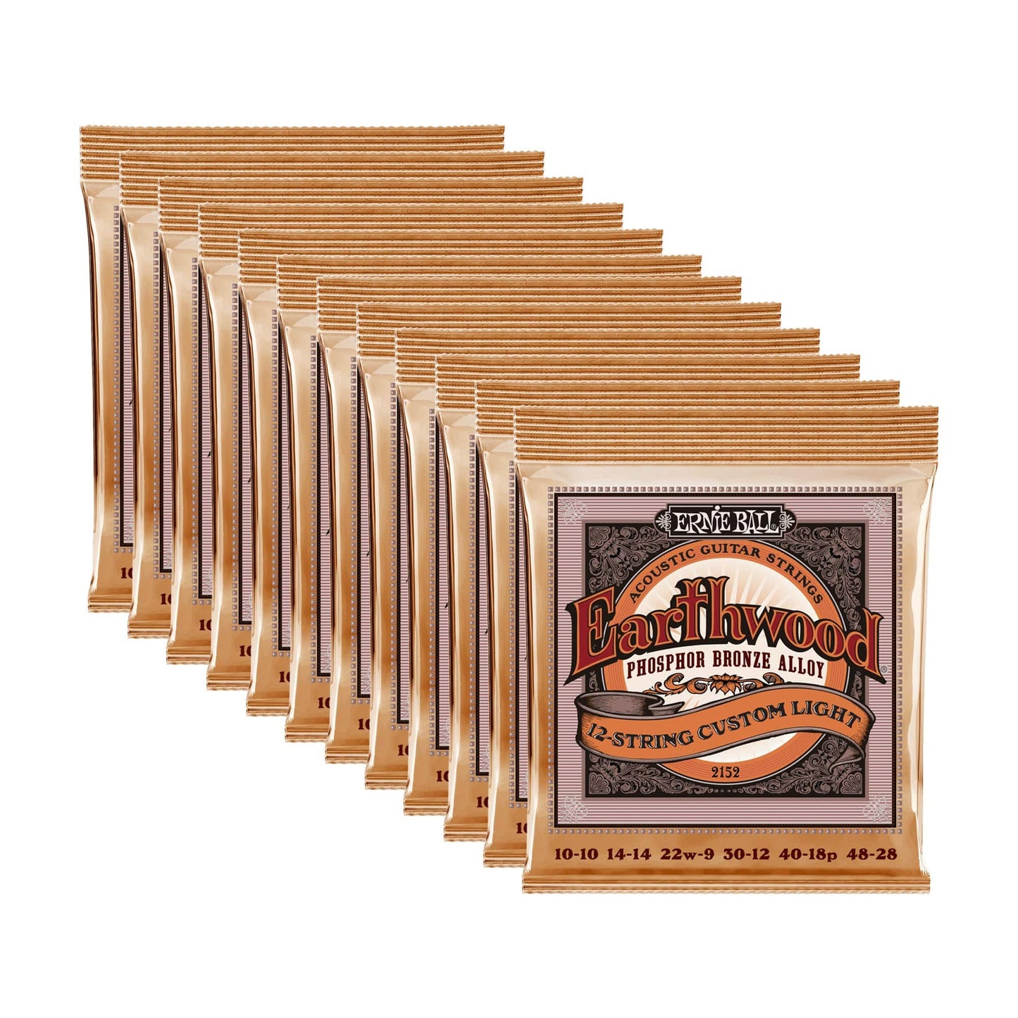 Ernie Ball Earthwood Custom Light 12-String Acoustic Strings Phosphor Bronze 10-48 12 Pack Bundle Accessories / Strings / Guitar Strings