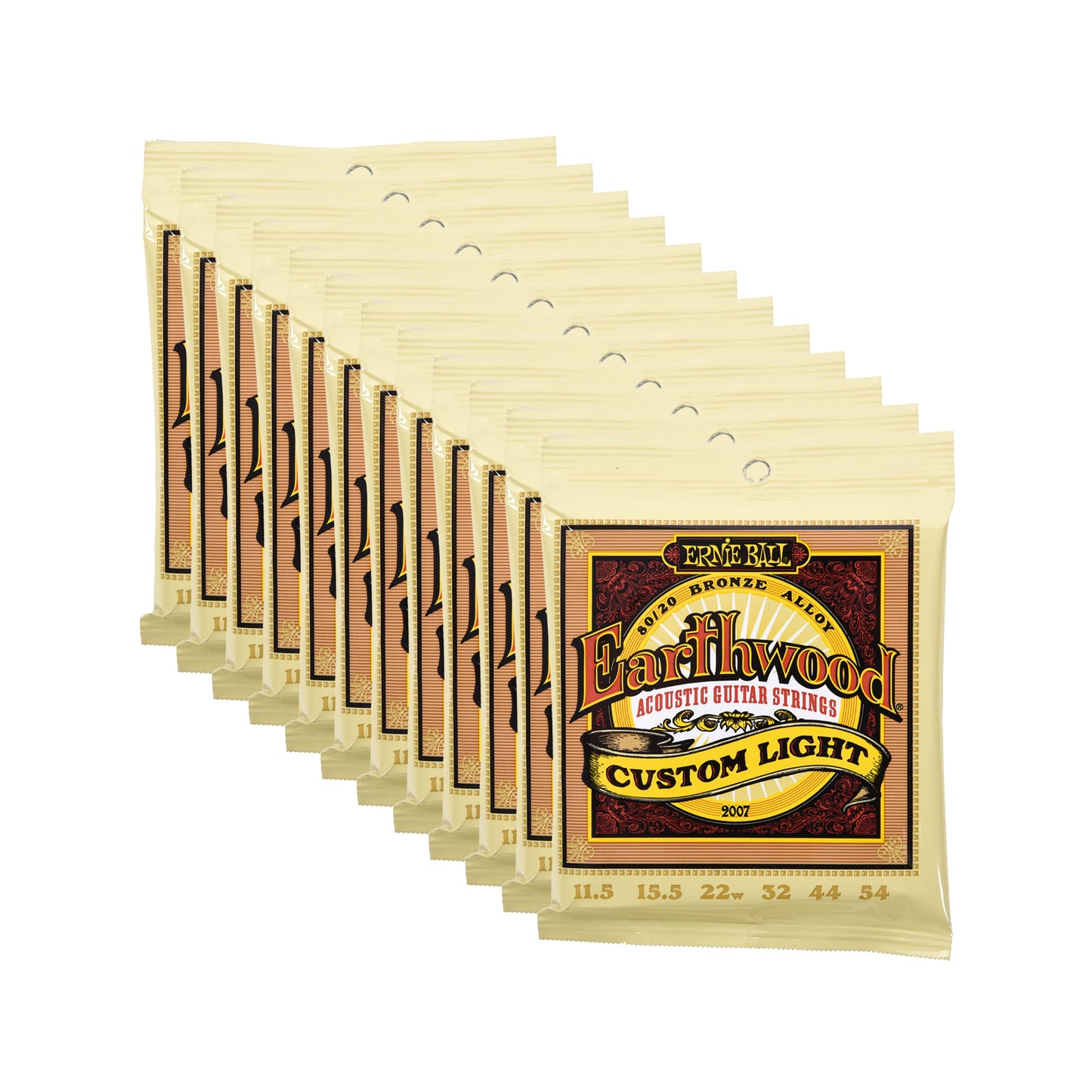 Ernie Ball Earthwood Custom Light Acoustic Strings 80/20 Bronze 11.5-54 12 Pack Bundle Accessories / Strings / Guitar Strings