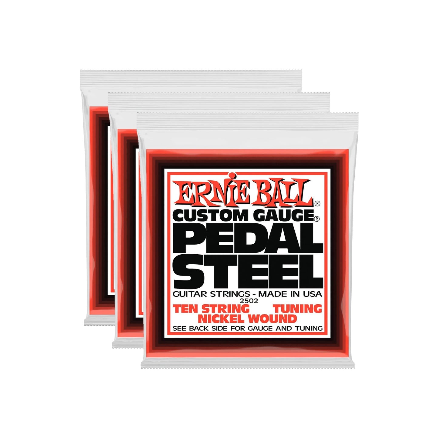 Ernie Ball Pedal Steel 10-String E9 Tuning Nickel Wound Electric Guitar Strings 13-38 3 Pack Bundle Accessories / Strings / Guitar Strings