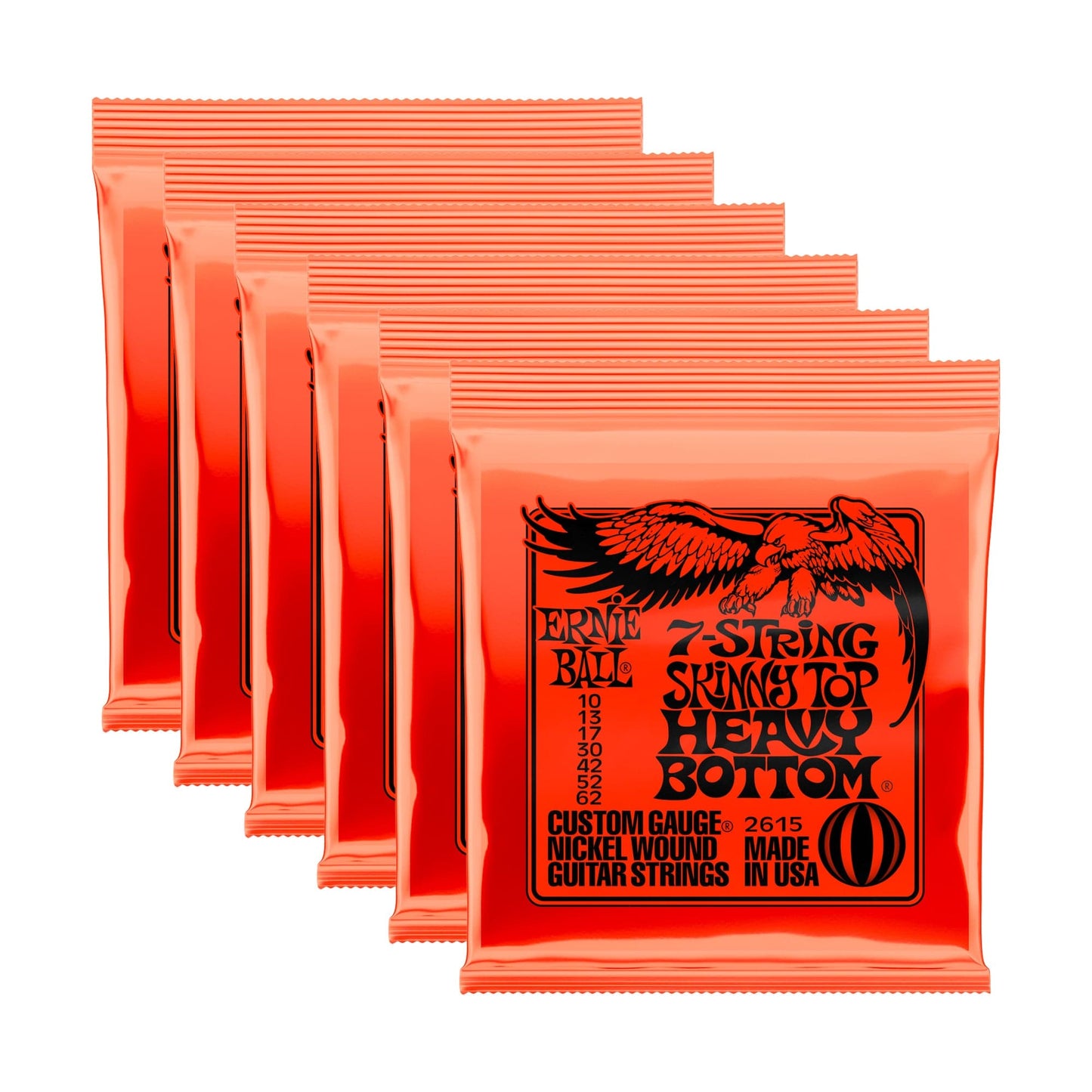 Ernie Ball Skinny Top Heavy Bottom 7-String Slinky 10-62 6 Pack Bundle Accessories / Strings / Guitar Strings