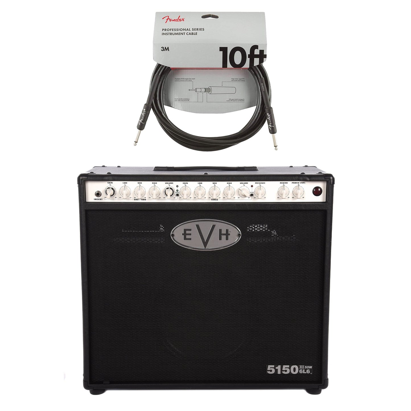 EVH 5150 III 50-Watt 6L6 1x12 Combo Black Cable Bundle Amps / Guitar Combos