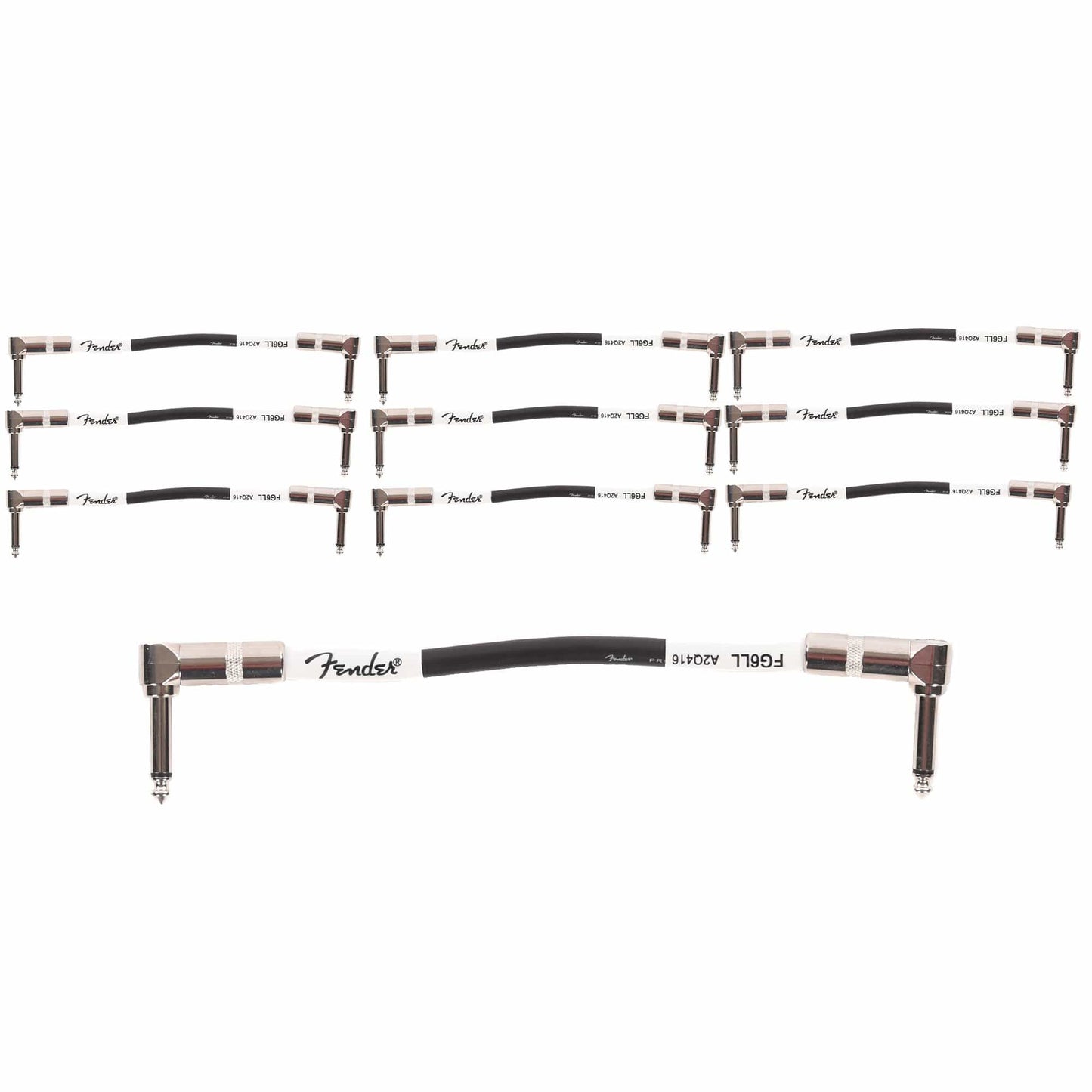 Fender Custom Shop 6" Instrument Patch Cable A/A Black 10 Pack Bundle Accessories / Cables