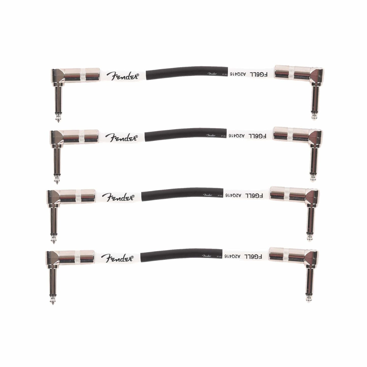 Fender Custom Shop 6" Instrument Patch Cable A/A Black 4 Pack Bundle Accessories / Cables