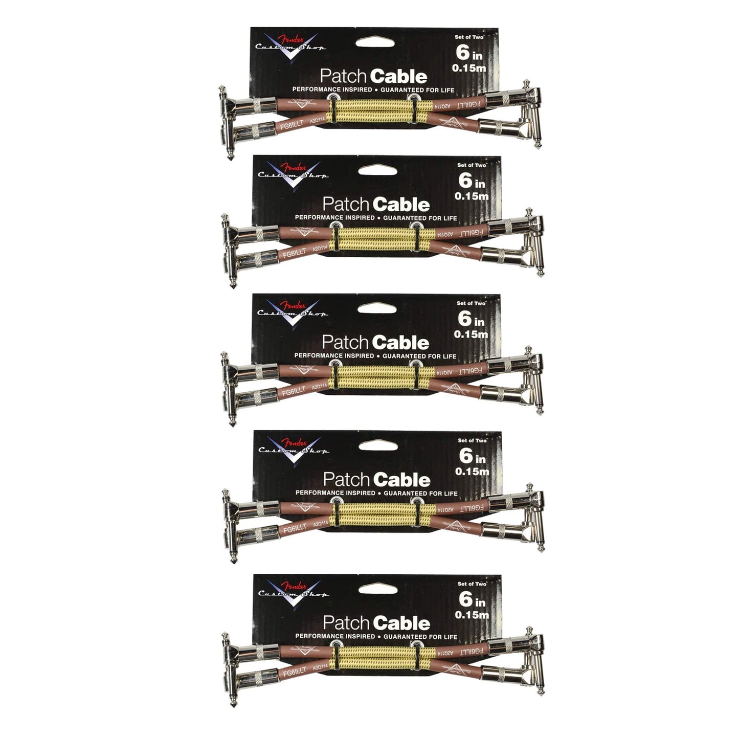 Fender Custom Shop Series Instrument Patch Cable 6" A/A Tweed 10 Pack Bundle Accessories / Cables