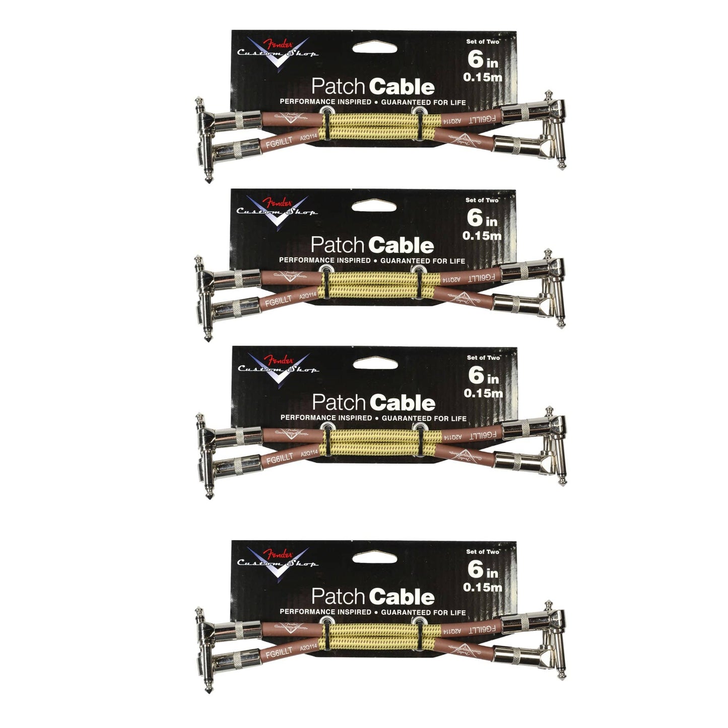 Fender Custom Shop Series Instrument Patch Cable 6" A/A Tweed 8 Pack Bundle Accessories / Cables