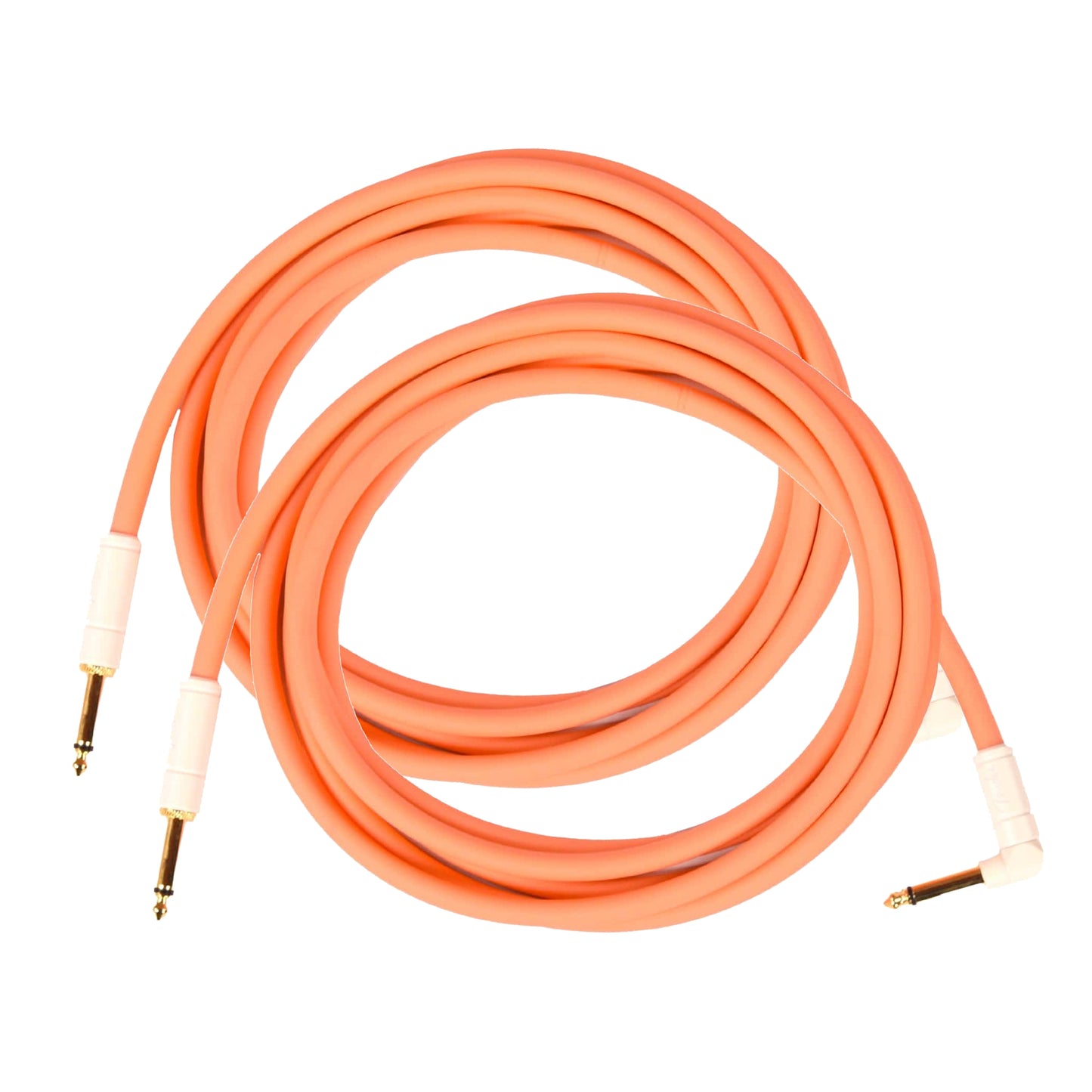 Fender Deluxe Instrument Cable Pacific Peach 10' Angle-Straight 2 Pack Bundle Accessories / Cables