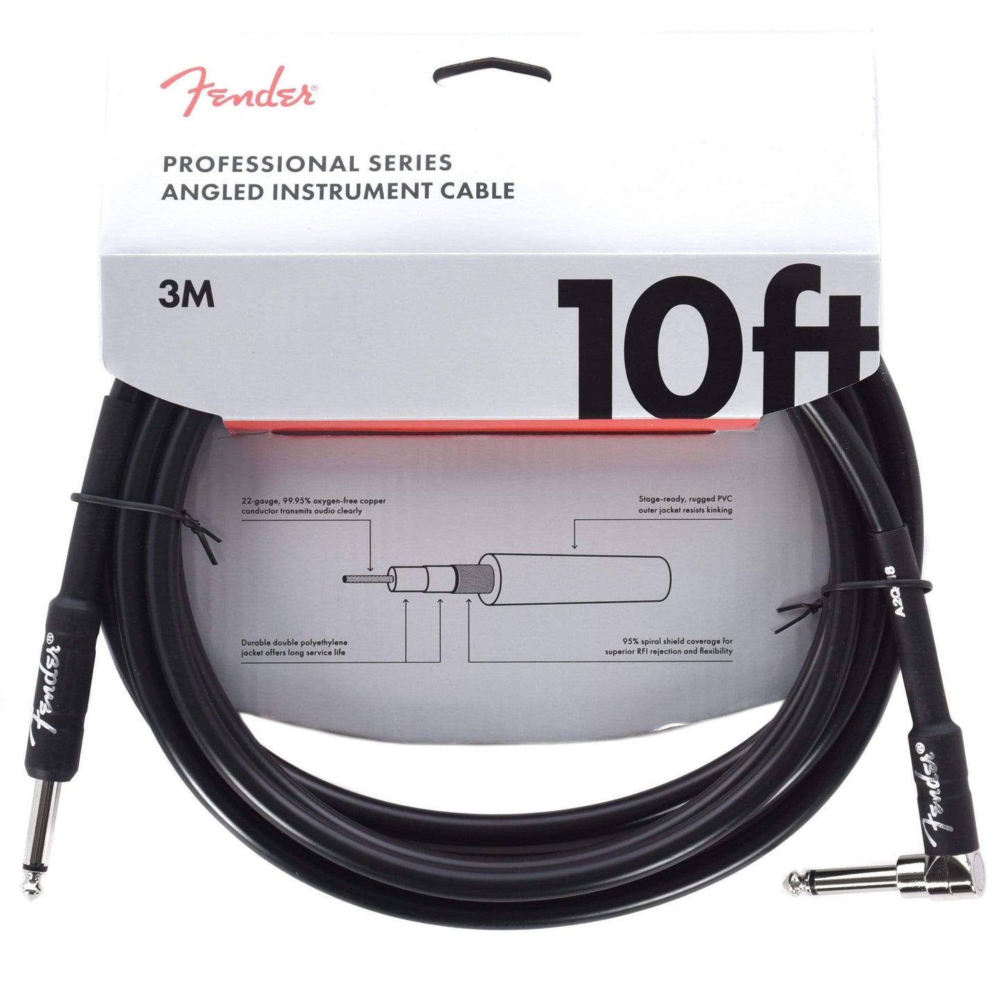 Fender Professional 10' Instrument Cable Black A/S Accessories / Cables