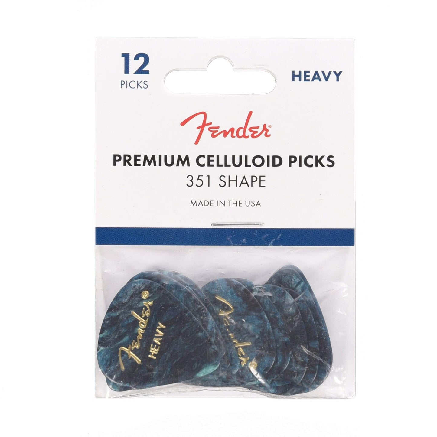 Fender 351 Picks Ocean Turquoise Heavy 3 Pack (36) Bundle Accessories / Picks