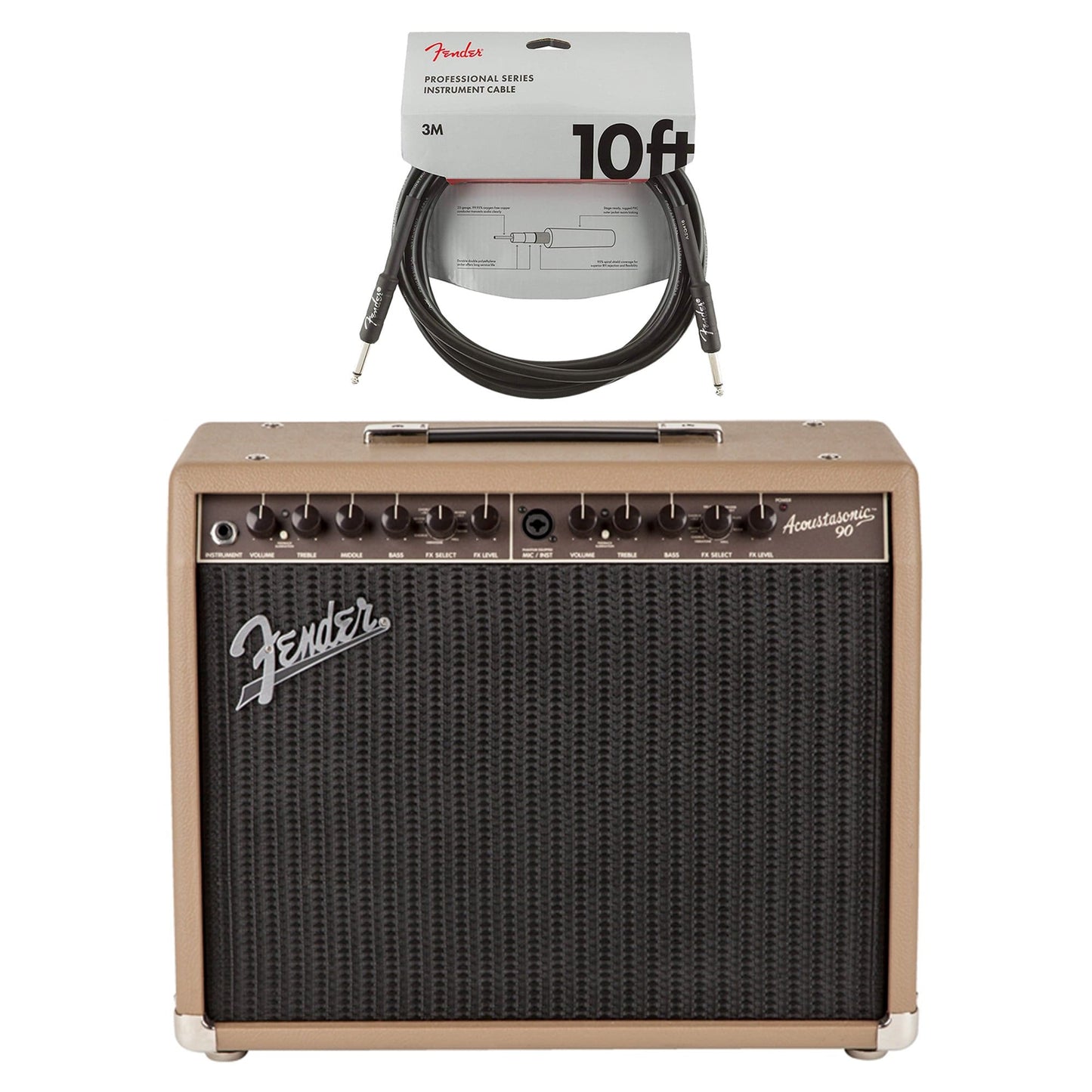 Fender Acoustasonic 90 Combo Cable Bundle Amps / Acoustic Amps