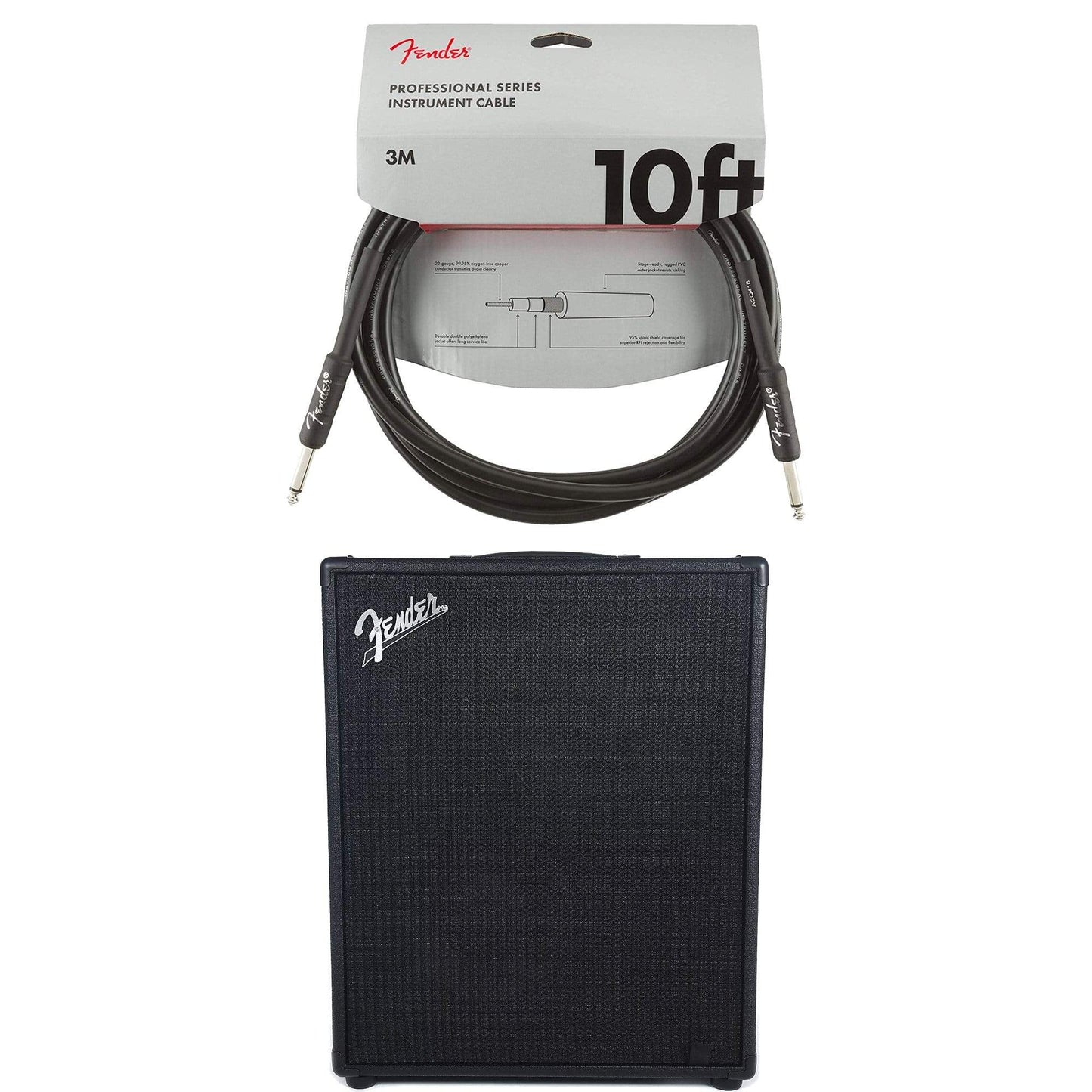 Fender Rumble Stage 800 2x10 Combo Black Cable Bundle Amps / Bass Combos