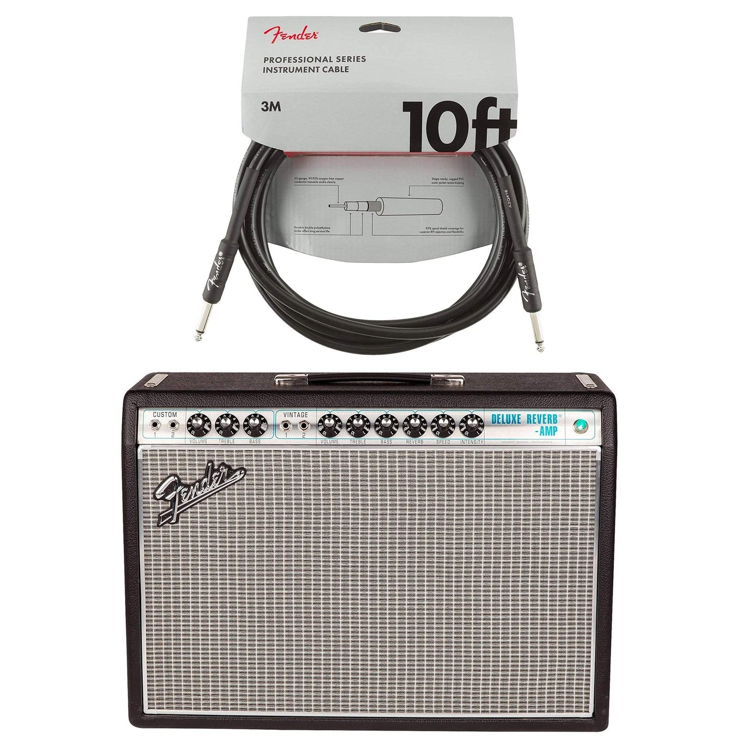Fender Vintage Modified '68 Custom Deluxe Reverb Silverface Cable Bundle Amps / Guitar Combos