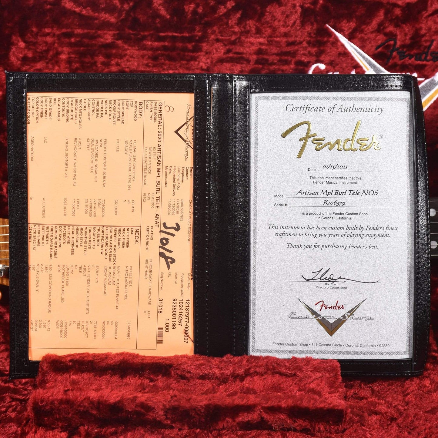 Fender Custom Shop Artisan Thinline Telecaster Fiji Mahogany Body AAAA Flame Maple Burl Top Natural Electric Guitars / Semi-Hollow