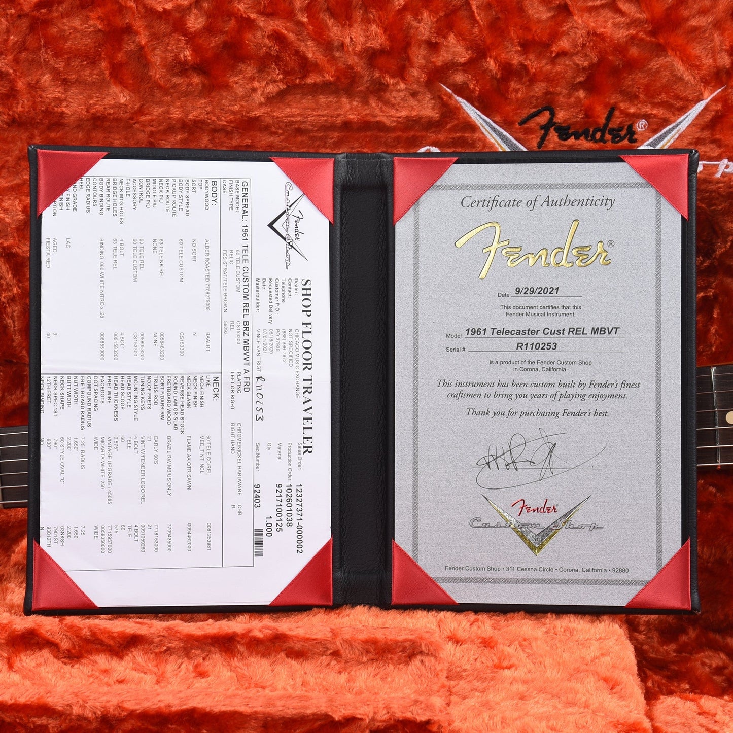 Fender Custom Shop 1961 Custom Telecaster Relic Aged Fiesta Red w/Rose Decal & Brazilian Rosewood Fingerboard Master Built by Vincent Van Trigt Electric Guitars / Solid Body