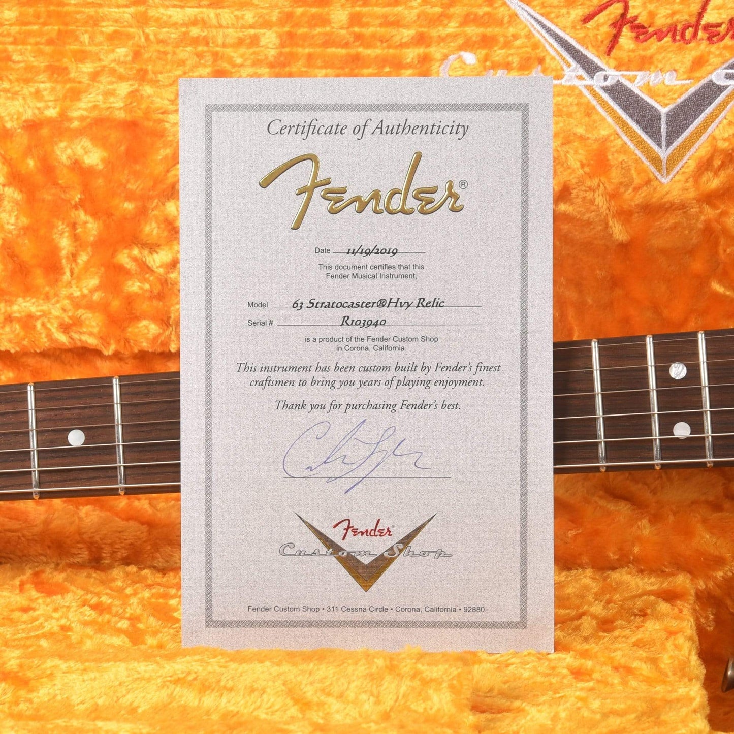 Fender Custom Shop 1963 Stratocaster Heavy Relic Shoreline Gold Master Built by Carlos Lopez Electric Guitars / Solid Body