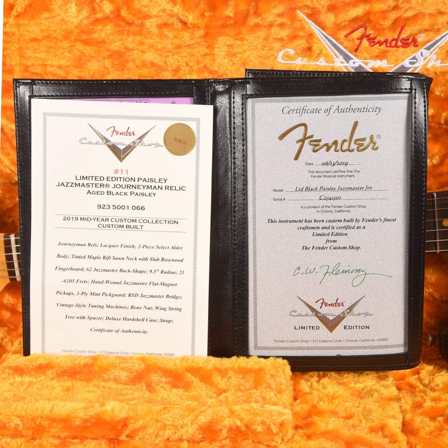 Fender Custom Shop 2019 Limited Edition Black Paisley Jazzmaster Journeyman Black Paisley Electric Guitars / Solid Body